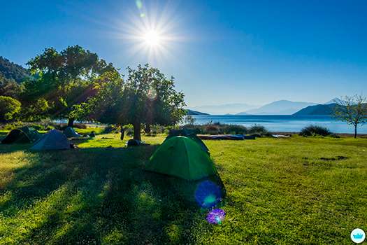 палатки раставлены на природе